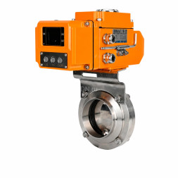 Затвор дисковый поворотный WBV3131E-2W-W-H Ду32 Ру10 под приварку, корпус - пищевая нержавеющая сталь 304, уплотнение - EPDM, с электроприводом QT-N-005EM-B1-220VAC-У1 c датчиком обратной связи и входным управляющим сигналом 0-10В HARK
