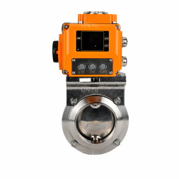 Затвор дисковый поворотный WBV3131E-2W-W-H Ду32 Ру10 под приварку, корпус - пищевая нержавеющая сталь 304, уплотнение - EPDM, с электроприводом QT-N-005EM-B1-220VAC-У1 c датчиком обратной связи и входным управляющим сигналом 0-10В HARK