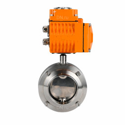 Затвор дисковый поворотный WBV3131E-2W-W-H Ду32 Ру10 под приварку, корпус - пищевая нержавеющая сталь 304, уплотнение - EPDM, с электроприводом QT-N-005EM-B1-220VAC-У1 c датчиком обратной связи и входным управляющим сигналом 0-10В HARK