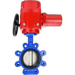 Затвор дисковый поворотный WBV1616E-2W-Fb-H Ду150 Ру16 LUG межфланцевый, корпус - чугун QT450, диск - чугун QT450, уплотнение - EPDM, с электроприводом QT-EX-020M-O2-380VAC-У1 с моментной муфтой и штурвалом