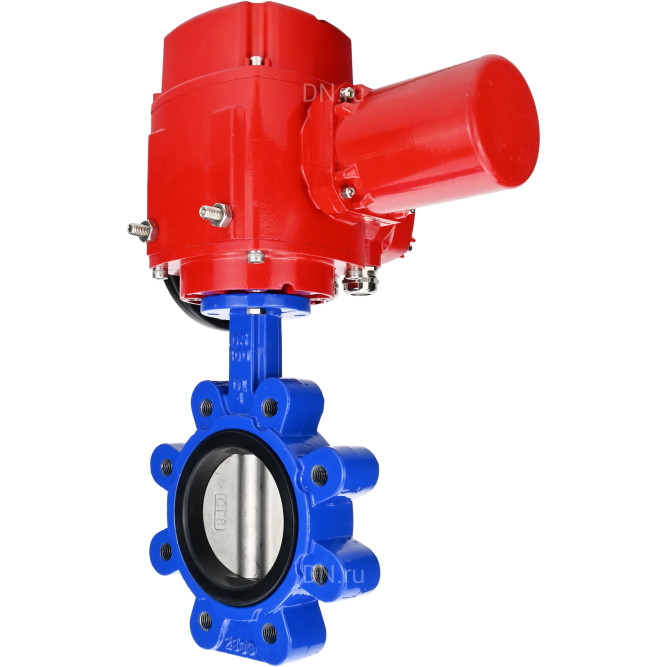 Затвор дисковый поворотный WBV1616E-2W-Fb-H Ду150 Ру16 LUG межфланцевый, корпус - чугун QT450, диск - чугун QT450, уплотнение - EPDM, с электроприводом QT-EX-020M-O2-380VAC-У1 с моментной муфтой и штурвалом в Алматы