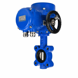 Затвор дисковый поворотный WBV1616E-2W-Fb-H Ду125 Ру16 LUG межфланцевый, корпус - чугун QT450, диск - чугун QT450, уплотнение - EPDM, с электроприводом QT-N-015M-O2-380VAC-У1 с моментной муфтой и штурвалом