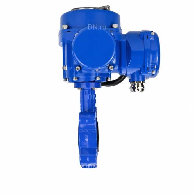 Затвор дисковый поворотный WBV1616E-2W-Fb-H Ду125 Ру16 LUG межфланцевый, корпус - чугун QT450, диск - чугун QT450, уплотнение - EPDM, с электроприводом QT-N-015M-O2-380VAC-У1 с моментной муфтой и штурвалом в Алматы