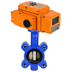 Затвор дисковый поворотный WBV1616N-2W-Fb-H Ду125 Ру16 LUG межфланцевый, корпус - чугун QT450, диск - чугун QT450, уплотнение - NBR, с электроприводом QT-N-015EM-A1-220VAC-У1 c датчиком обратной связи и входным управляющим сигналом 4-20мА HARK