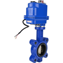 Затвор дисковый поворотный WBV1616N-2W-Fb-H Ду50 Ру16 LUG межфланцевый, корпус - чугун QT450, диск - чугун QT450, уплотнение - NBR, с электроприводом QT-N-003EM-O1-12VDC-У1 blue 12В