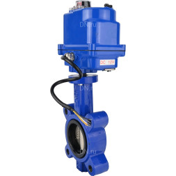 Затвор дисковый поворотный WBV1616N-2W-Fb-H Ду50 Ру16 LUG межфланцевый, корпус - чугун QT450, диск - чугун QT450, уплотнение - NBR, с электроприводом QT-N-003EM-O1-12VDC-У1 blue 12В