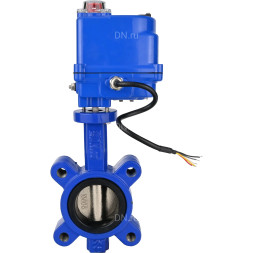 Затвор дисковый поворотный WBV1616N-2W-Fb-H Ду50 Ру16 LUG межфланцевый, корпус - чугун QT450, диск - чугун QT450, уплотнение - NBR, с электроприводом QT-N-003EM-O1-12VDC-У1 blue 12В
