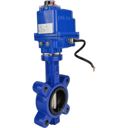 Затвор дисковый поворотный WBV1616N-2W-Fb-H Ду50 Ру16 LUG межфланцевый, корпус - чугун QT450, диск - чугун QT450, уплотнение - NBR, с электроприводом QT-N-003EM-O1-12VDC-У1 blue 12В