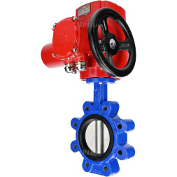 Затвор дисковый поворотный WBV1616N-2W-Fb-H Ду125 Ру16 LUG межфланцевый, корпус - чугун QT450, диск - чугун QT450, уплотнение - NBR, с электроприводом QT-EX-015M-O2-220VAC-У1 с моментной муфтой и штурвалом