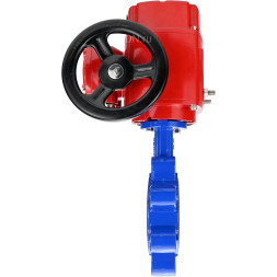 Затвор дисковый поворотный WBV1616N-2W-Fb-H Ду125 Ру16 LUG межфланцевый, корпус - чугун QT450, диск - чугун QT450, уплотнение - NBR, с электроприводом QT-EX-015M-O2-220VAC-У1 с моментной муфтой и штурвалом