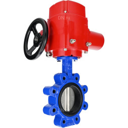 Затвор дисковый поворотный WBV1616N-2W-Fb-H Ду125 Ру16 LUG межфланцевый, корпус - чугун QT450, диск - чугун QT450, уплотнение - NBR, с электроприводом QT-EX-015M-O2-220VAC-У1 с моментной муфтой и штурвалом