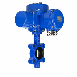 Затвор дисковый поворотный WBV1616N-2W-Fb-H Ду65 Ру16 LUG межфланцевый, корпус - чугун QT450, диск - чугун QT450, уплотнение - NBR, с электроприводом QT-N-005M-O2-380VAC-У1 с моментной муфтой и штурвалом