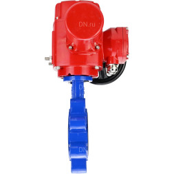 Затвор дисковый поворотный WBV1631E-2W-Fb-H Ду80 Ру16 LUG межфланцевый, корпус - чугун QT450, диск - нержавеющая сталь AISI 304, уплотнение - EPDM, с электроприводом QT-EX-005M-O2-220VAC-У1 с моментной муфтой и штурвалом