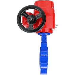 Затвор дисковый поворотный WBV1631N-2W-Fb-H Ду65 Ру16 LUG межфланцевый, корпус - чугун QT450, диск - нержавеющая сталь AISI 304, уплотнение - NBR, с электроприводом QT-EX-005M-O2-220VAC-У1 с моментной муфтой и штурвалом