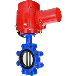 Затвор дисковый поворотный WBV1631N-2W-Fb-H Ду65 Ру16 LUG межфланцевый, корпус - чугун QT450, диск - нержавеющая сталь AISI 304, уплотнение - NBR, с электроприводом QT-EX-005M-O2-220VAC-У1 с моментной муфтой и штурвалом
