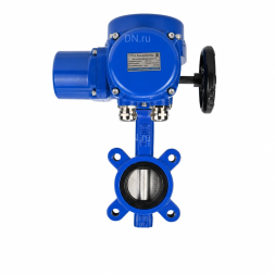 Затвор дисковый поворотный WBV1631N-2W-Fb-H Ду50 Ру16 LUG межфланцевый, корпус - чугун QT450, диск - нержавеющая сталь AISI 304, уплотнение - NBR, с электроприводом QT-N-005M-O2-220VAC-У1 с моментной муфтой и штурвалом