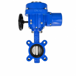 Затвор дисковый поворотный WBV1631N-2W-Fb-H Ду50 Ру16 LUG межфланцевый, корпус - чугун QT450, диск - нержавеющая сталь AISI 304, уплотнение - NBR, с электроприводом QT-N-005M-O2-220VAC-У1 с моментной муфтой и штурвалом