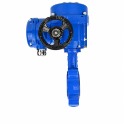 Затвор дисковый поворотный WBV1631N-2W-Fb-H Ду50 Ру16 LUG межфланцевый, корпус - чугун QT450, диск - нержавеющая сталь AISI 304, уплотнение - NBR, с электроприводом QT-N-005M-O2-380VAC-У1 с моментной муфтой и штурвалом
