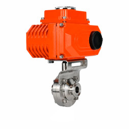 Затвор дисковый поворотный WBV3131S-2W-C-H Ду80 Ру10 кламповый, корпус - пищевая нержавеющая сталь 304, уплотнение - Silicon, с электроприводом QT-N-003EM-O1-24VDC-У1 HARK