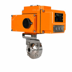 Затвор дисковый поворотный WBV3131S-2W-C-H Ду32 Ру10 кламповый, корпус - пищевая нержавеющая сталь 304, уплотнение - Silicon, с электроприводом QT-N-005EM-A1-220VAC-У1 c датчиком обратной связи и входным управляющим сигналом 4-20мА HARK