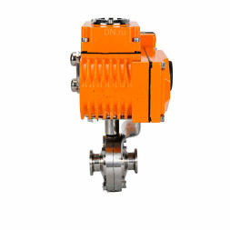 Затвор дисковый поворотный WBV3131S-2W-C-H Ду32 Ру10 кламповый, корпус - пищевая нержавеющая сталь 304, уплотнение - Silicon, с электроприводом QT-N-005EM-A1-220VAC-У1 c датчиком обратной связи и входным управляющим сигналом 4-20мА HARK