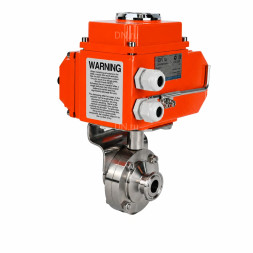 Затвор дисковый поворотный WBV3131E-2W-C-H Ду80 Ру10 кламповый, корпус - пищевая нержавеющая сталь 304, уплотнение - EPDM, с электроприводом QT-N-003EM-O1-24VDC-У1 HARK