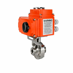 Затвор дисковый поворотный WBV3131E-2W-C-H Ду80 Ру10 кламповый, корпус - пищевая нержавеющая сталь 304, уплотнение - EPDM, с электроприводом QT-N-003EM-O1-24VDC-У1 HARK