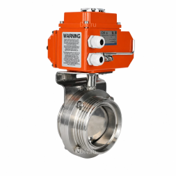 Затвор дисковый поворотный WBV3131E-2W-T-H Ду15 Ру10 резьбовой, корпус - пищевая нержавеющая сталь 304, уплотнение - EPDM, с электроприводом QT-N-003EM-O1-24VDC-У1 HARK