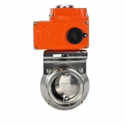 Затвор дисковый поворотный WBV3131E-2W-T-H Ду15 Ру10 резьбовой, корпус - пищевая нержавеющая сталь 304, уплотнение - EPDM, с электроприводом QT-N-003EM-O1-24VDC-У1 HARK