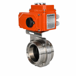Затвор дисковый поворотный WBV3131E-2W-T-H Ду80 Ру10 резьбовой, корпус - пищевая нержавеющая сталь 304, уплотнение - EPDM, с электроприводом QT-N-003EM-O1-24VDC-У1 HARK