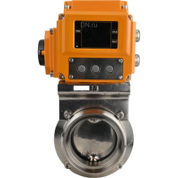 Затвор дисковый поворотный WBV3131E-2W-T-H Ду20 Ру10 резьбовой, корпус - пищевая нержавеющая сталь 304, уплотнение - EPDM, с электроприводом QT-N-005EM-A1-220VAC-У1 c датчиком обратной связи и входным управляющим сигналом 4-20мА HARK