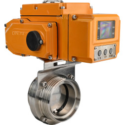 Затвор дисковый поворотный WBV3131E-2W-T-H Ду20 Ру10 резьбовой, корпус - пищевая нержавеющая сталь 304, уплотнение - EPDM, с электроприводом QT-N-005EM-A1-220VAC-У1 c датчиком обратной связи и входным управляющим сигналом 4-20мА HARK