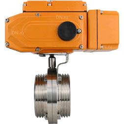 Затвор дисковый поворотный WBV3131E-2W-T-H Ду20 Ру10 резьбовой, корпус - пищевая нержавеющая сталь 304, уплотнение - EPDM, с электроприводом QT-N-005EM-A1-220VAC-У1 c датчиком обратной связи и входным управляющим сигналом 4-20мА HARK