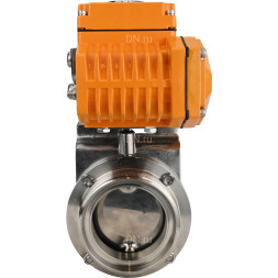Затвор дисковый поворотный WBV3131E-2W-T-H Ду20 Ру10 резьбовой, корпус - пищевая нержавеющая сталь 304, уплотнение - EPDM, с электроприводом QT-N-005EM-A1-220VAC-У1 c датчиком обратной связи и входным управляющим сигналом 4-20мА HARK