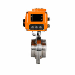 Затвор дисковый поворотный WBV3131E-2W-T-H Ду15 Ру10 резьбовой, корпус - пищевая нержавеющая сталь 304, уплотнение - EPDM, с электроприводом QT-N-005EM-B1-220VAC-У1 c датчиком обратной связи и входным управляющим сигналом 0-10В HARK