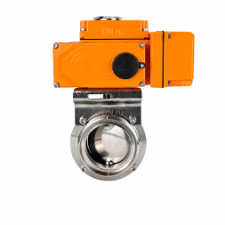 Затвор дисковый поворотный WBV3131E-2W-T-H Ду15 Ру10 резьбовой, корпус - пищевая нержавеющая сталь 304, уплотнение - EPDM, с электроприводом QT-N-005EM-B1-220VAC-У1 c датчиком обратной связи и входным управляющим сигналом 0-10В HARK