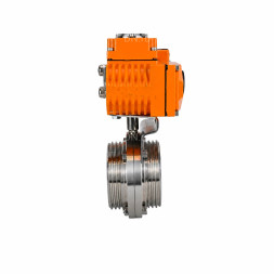 Затвор дисковый поворотный WBV3131E-2W-T-H Ду15 Ру10 резьбовой, корпус - пищевая нержавеющая сталь 304, уплотнение - EPDM, с электроприводом QT-N-005EM-B1-220VAC-У1 c датчиком обратной связи и входным управляющим сигналом 0-10В HARK