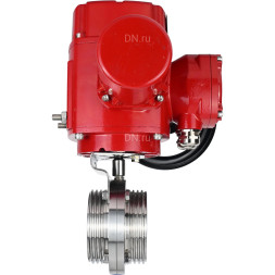 Затвор дисковый поворотный WBV3131E-2W-T-H Ду20 Ру10 резьбовой, корпус - пищевая нержавеющая сталь 304, уплотнение - EPDM, с электроприводом QT-EX-005M-O2-380VAC-У1 с моментной муфтой и штурвалом