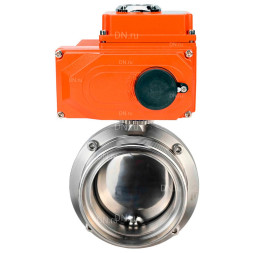 Затвор дисковый поворотный WBV3131S-2W-T-H Ду15 Ру10 резьбовой, корпус - пищевая нержавеющая сталь 304, уплотнение - Silicon, с электроприводом QT-N-003EM-O1-24VDC-У1 HARK