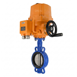 Затвор дисковый поворотный WBV1432N-2W-Fb-H Ду100 Ру16, корпус - чугун GGG50, диск - нержавеющая сталь 316L, уплотнение - NBR, с электроприводом QT-EX-010EM-O2-380VAC-У1