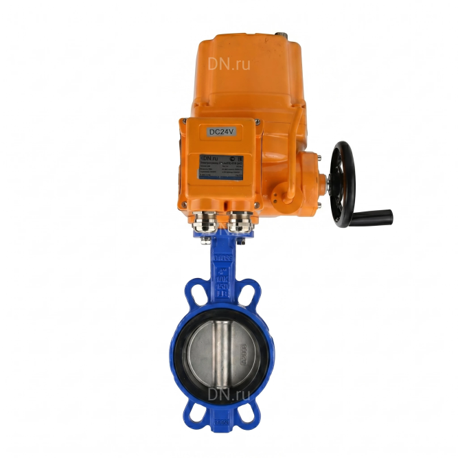 Затвор дисковый поворотный WBV1432N-2W-Fb-H Ду100 Ру16, корпус - чугун GGG50, диск - нержавеющая сталь 316L, уплотнение - NBR, с электроприводом QT-EX-010EM-O2-380VAC-У1 в Алматы