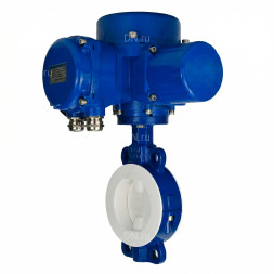 Затвор дисковый поворотный WBV3434Pf-2W-Fb-H Ду125 Ру16 корпус - углеродистая сталь WCB, диск - углеродистая сталь WCB, футерованный PTFE, уплотнение - PTFE, с электроприводом QT-N-010M-O2-220VAC-У1