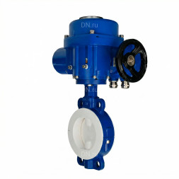 Затвор дисковый поворотный WBV3434Pf-2W-Fb-H Ду125 Ру16 корпус - углеродистая сталь WCB, диск - углеродистая сталь WCB, футерованный PTFE, уплотнение - PTFE, с электроприводом QT-N-010M-O2-220VAC-У1