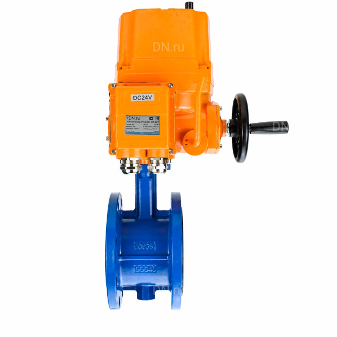 Затвор дисковый поворотный WBV1331E-2W-F-H Ду200 Ру16 фланцевый, корпус - чугун GGG40, диск - нержавеющая сталь 304, уплотнение - EPDM, с электроприводом QT-EX-040M-O2-380VAC-У1 с моментной муфтой 380В в Алматы