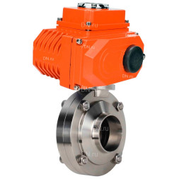 Затвор дисковый поворотный WBV3131S-2W-W-H Ду20 Ру10 под приварку, корпус - пищевая нержавеющая сталь 304, уплотнение - Silicon, с электроприводом QT-N-005EM-O1-380VAC-У1 380В HARK