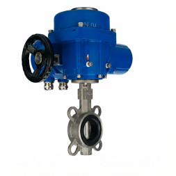 Затвор дисковый поворотный WBV3232V-2W-Fb-H Ду125 Ру16, корпус - нержавеющая сталь 316L, диск - нержавеющая сталь 316L, уплотнение - VITON, с электроприводом QT-N-010M-O2-380VAC-У1