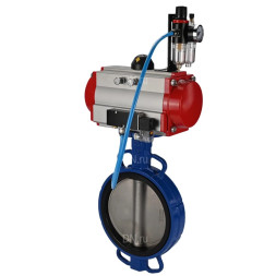 Затвор дисковый поворотный WBV1413E-2W-Fb-H Ду300 Ру16, корпус - чугун GGG50, диск - чугун GGG40, уплотнение - EPDM, с пневмоприводом PA-SA-210 с возвратными пружинами, пневмораспределителем 4M310-08 DC24V, БПВ AFC2000