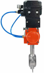 Затвор дисковый поворотный WBV3232E-2W-Fb-H Ду40 Ру16, корпус - нержавеющая сталь 316L, диск - нержавеющая сталь 316L, уплотнение - EPDM, с пневмоприводом PA-DA-052 и с электропневматическим поворотным позиционером YT-1000RSN с обратной связью