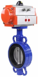 Затвор дисковый поворотный WBV1432E-2W-Fb-H Ду150 Ру16, корпус - чугун GGG50, диск - нержавеющая сталь 316L, уплотнение - EPDM, с пневмоприводом PA-SA-130 с возвратными пружинами