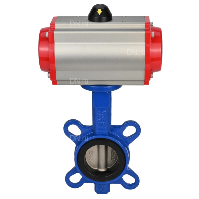 Затвор дисковый поворотный WBV1432E-2W-Fb-H Ду125 Ру16, корпус - чугун GGG50, диск - нержавеющая сталь 316L, уплотнение - EPDM, с пневмоприводом PA-DA-083 двойного действия, пневмораспределителем 4M310-08 AC220V в Алматы
